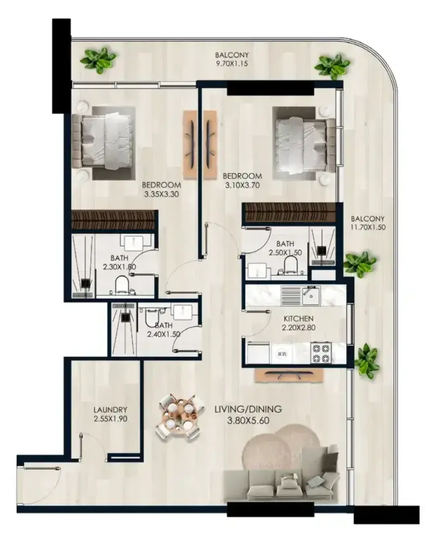 2 Bedrooms in Verde by Vision