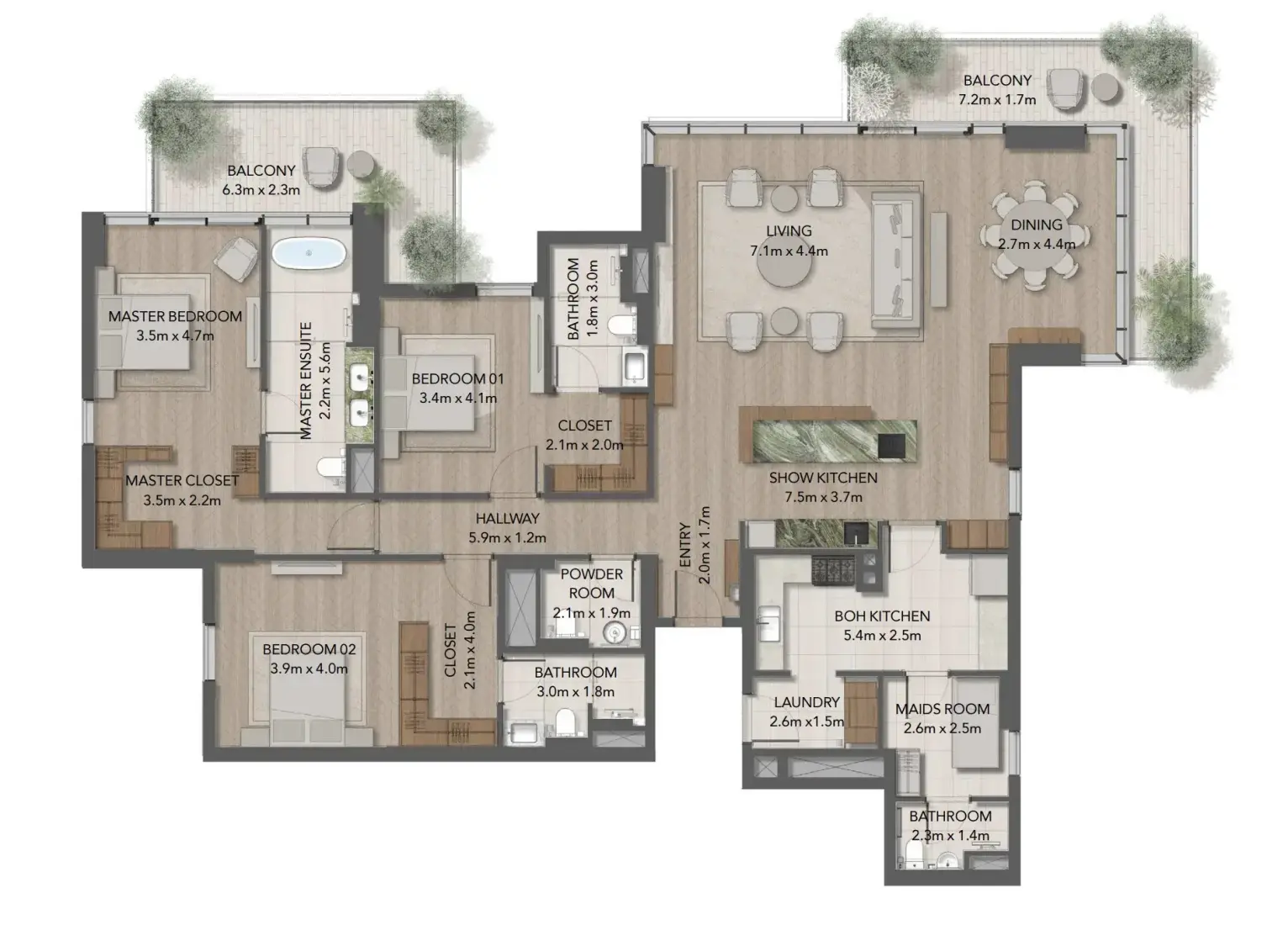 3 Bedrooms in Maravelle Residences