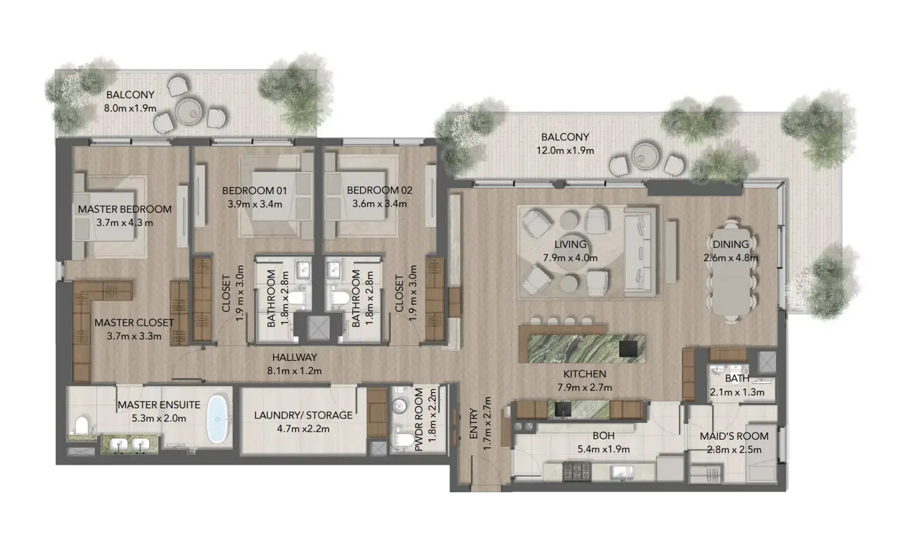3 Bedrooms in Maravelle Residences
