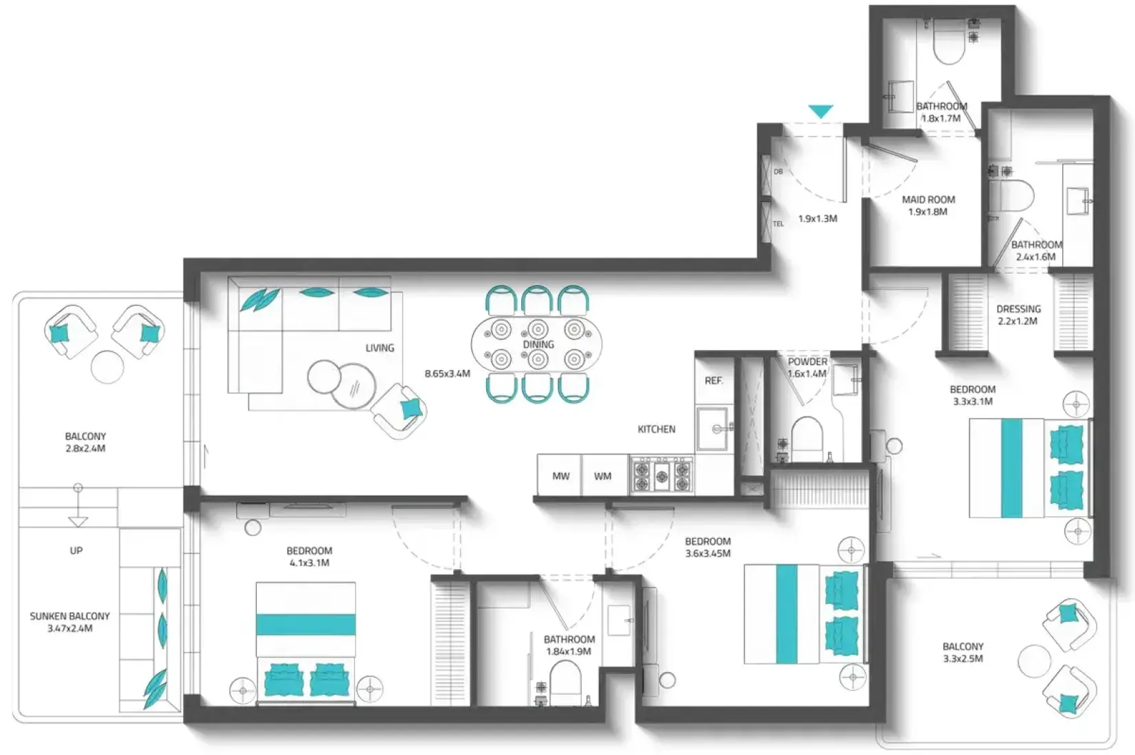 3 Bedrooms in REEF 996