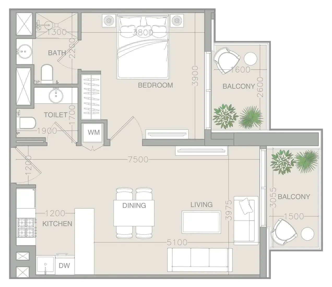 1 Bedroom in ELAR1S Rise