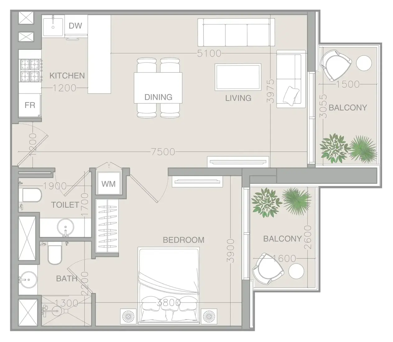 1 Bedroom in ELAR1S Rise