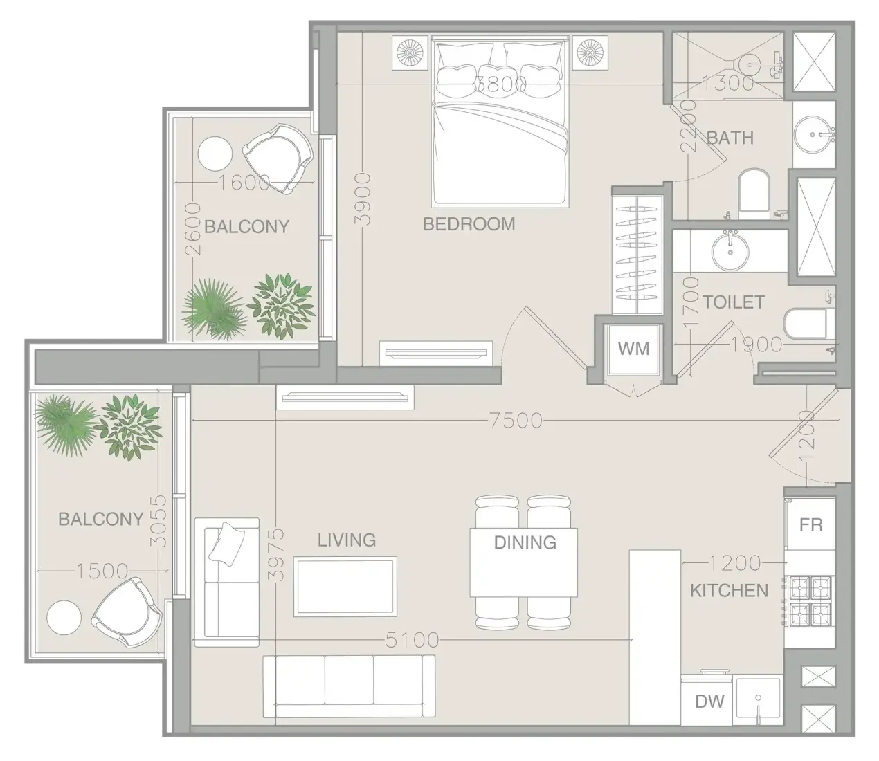 1 Bedroom in ELAR1S Rise