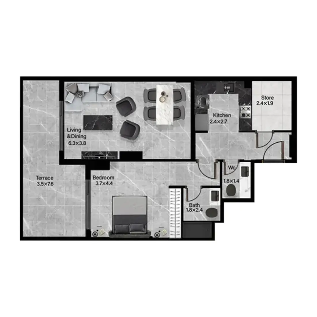 1 Bedroom in Rose Gardens 2