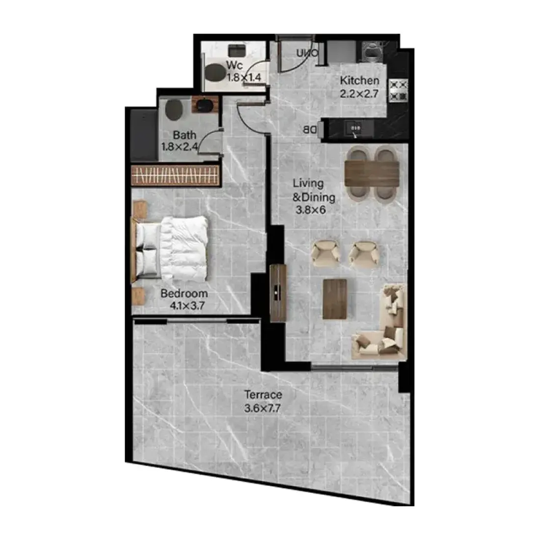 1 Bedroom in Rose Gardens 2
