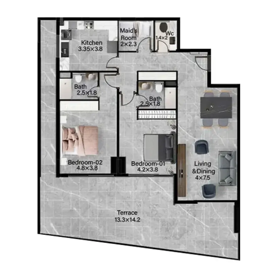 2 Bedrooms in Rose Gardens 2