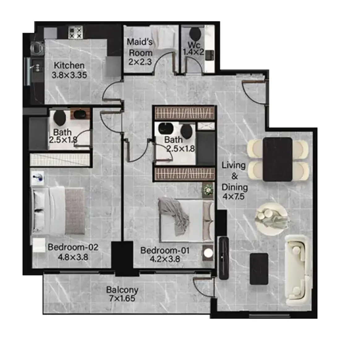 2 Bedrooms in Rose Gardens 2