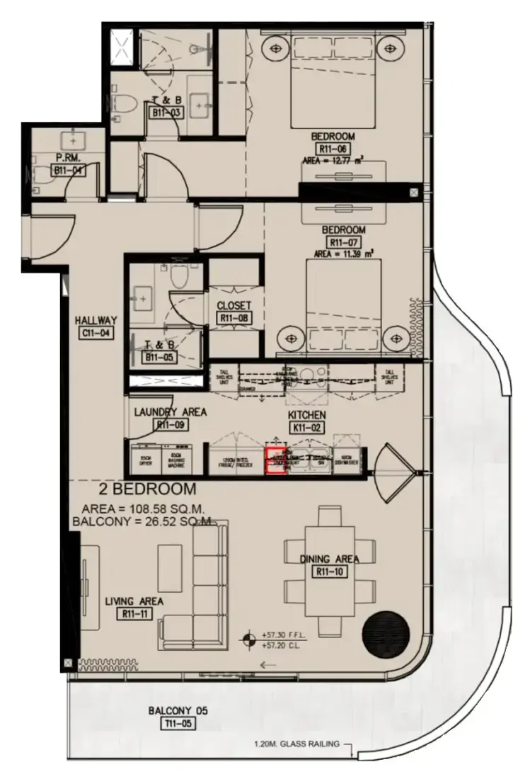2 Bedrooms in Azha Millennium Residences