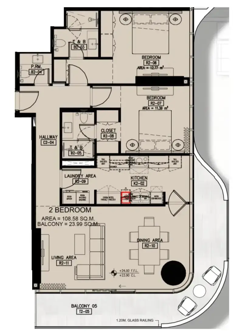 2 Bedrooms in Azha Millennium Residences
