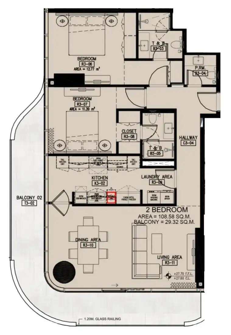 2 Bedrooms in Azha Millennium Residences