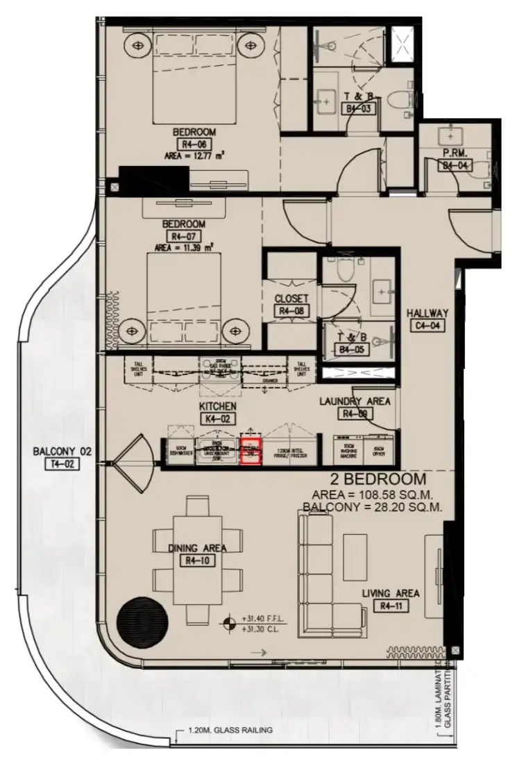 2 Bedrooms in Azha Millennium Residences