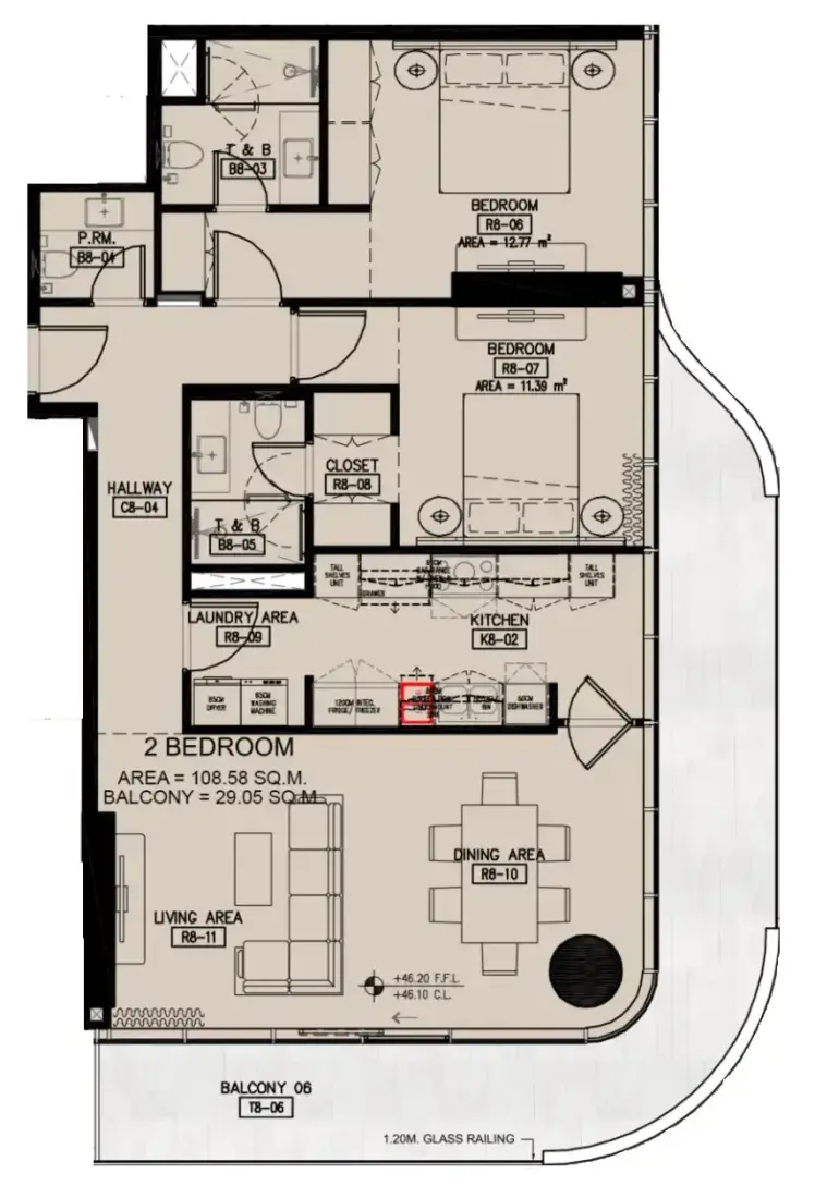 2 Bedrooms in Azha Millennium Residences