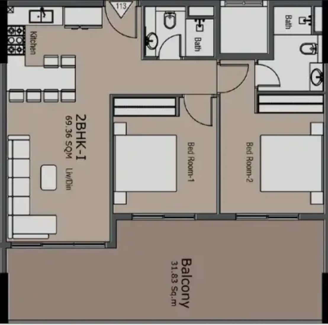 2 Bedrooms in Golden Woods Albab Views