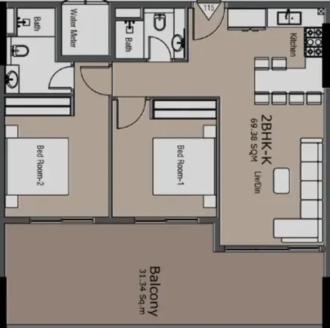 2 Bedrooms in Golden Woods Albab Views