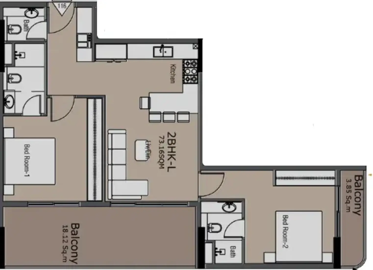 2 Bedrooms in Golden Woods Albab Views