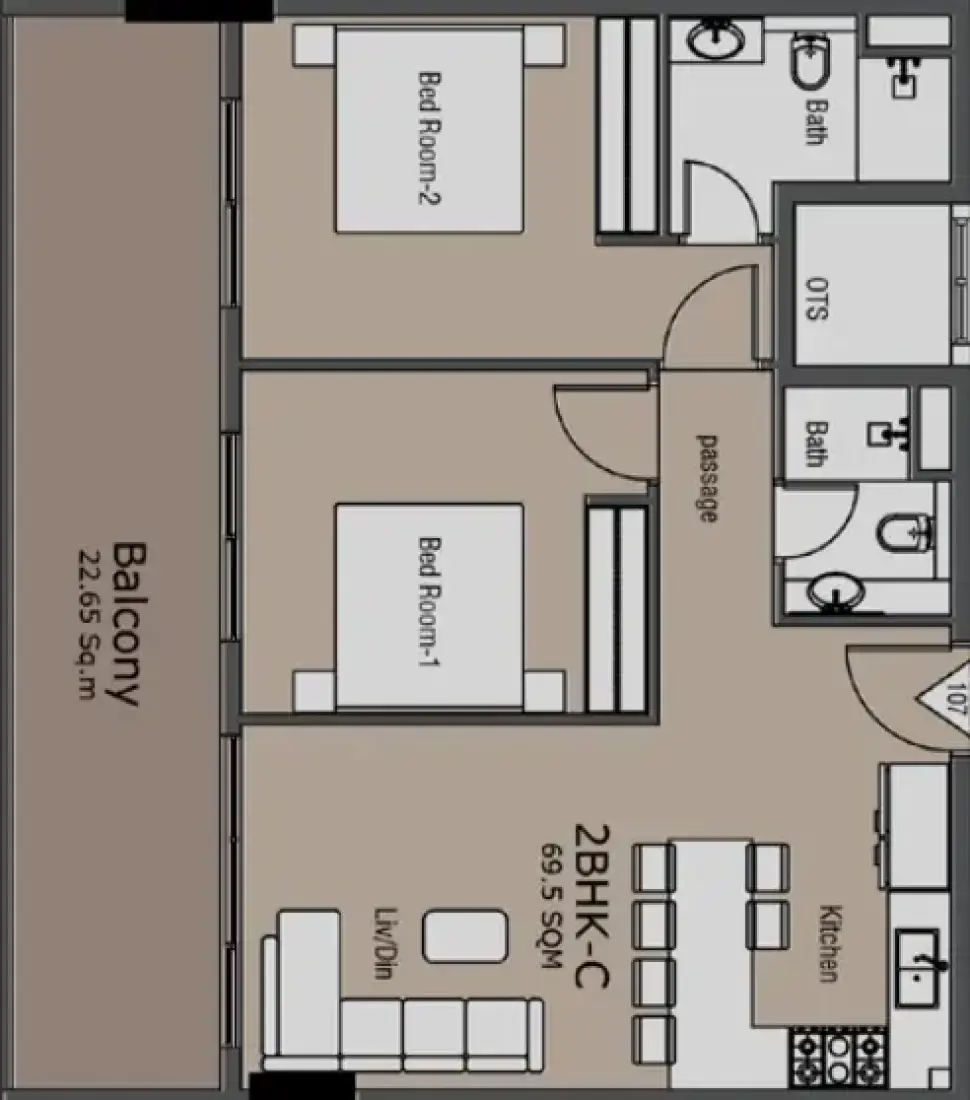 2 Bedrooms in Golden Woods Albab Views
