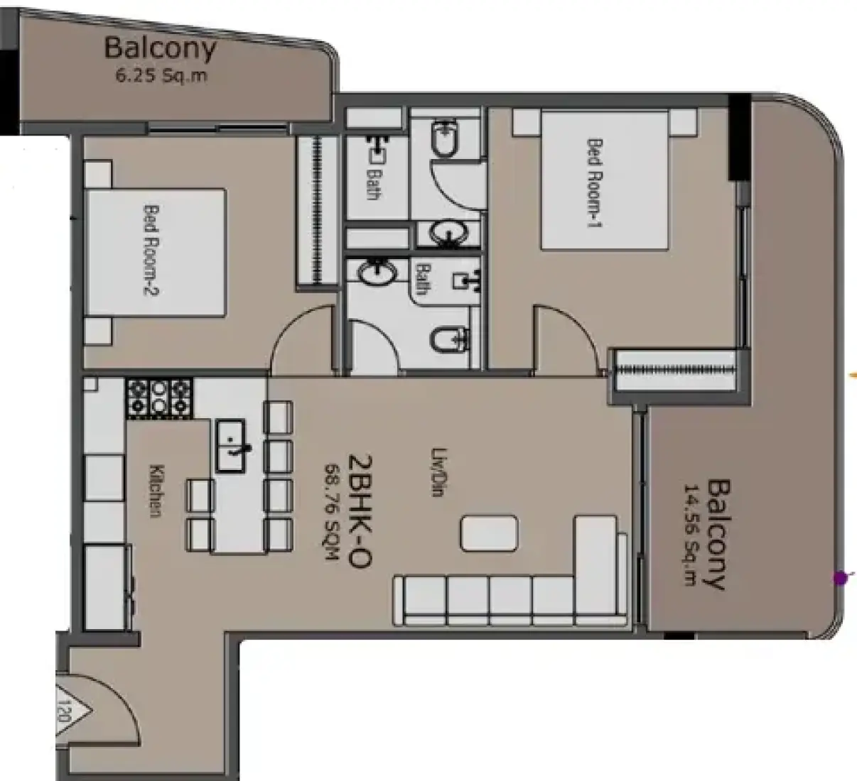 2 Bedrooms in Golden Woods Albab Views