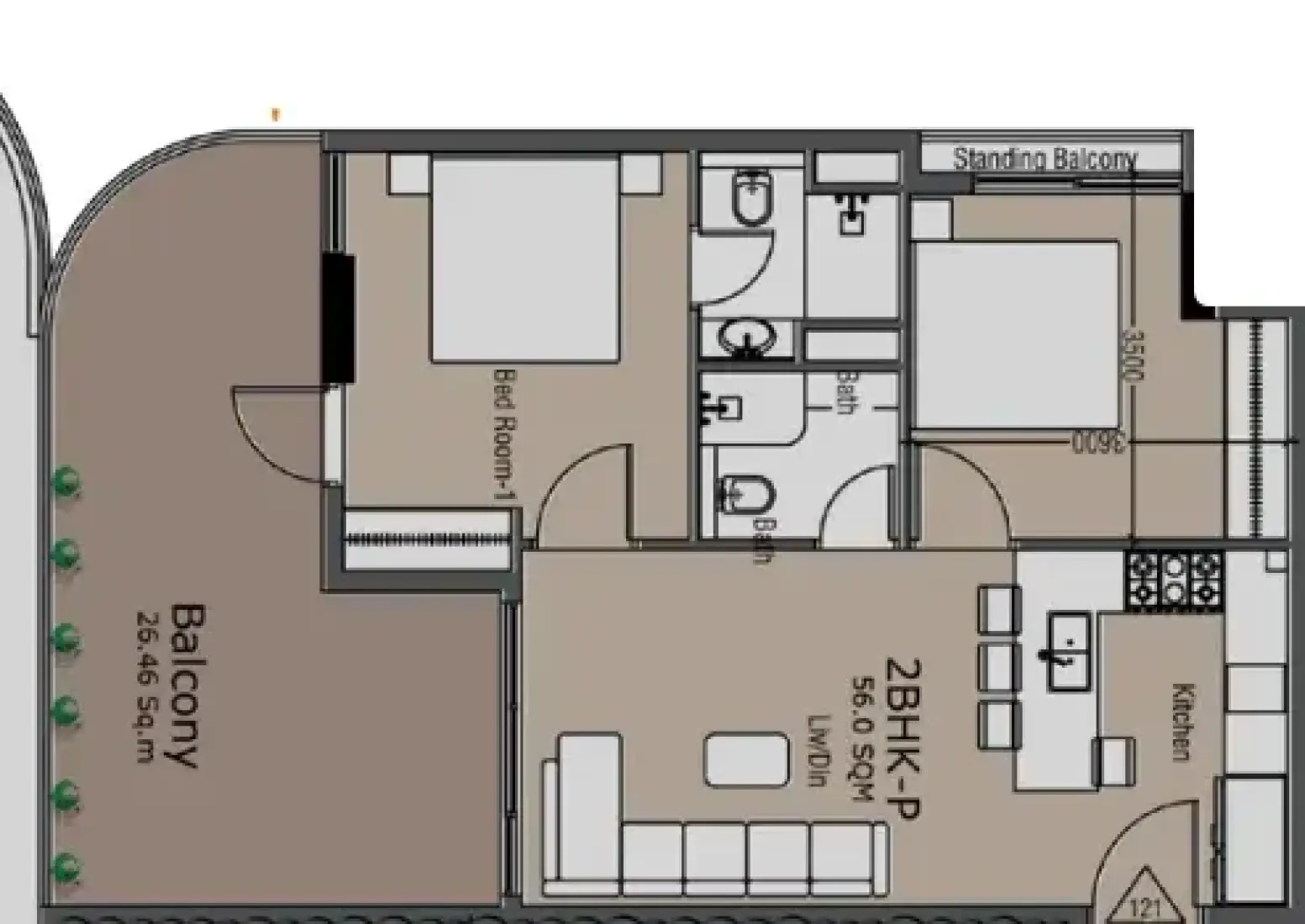 2 Bedrooms in Golden Woods Albab Views