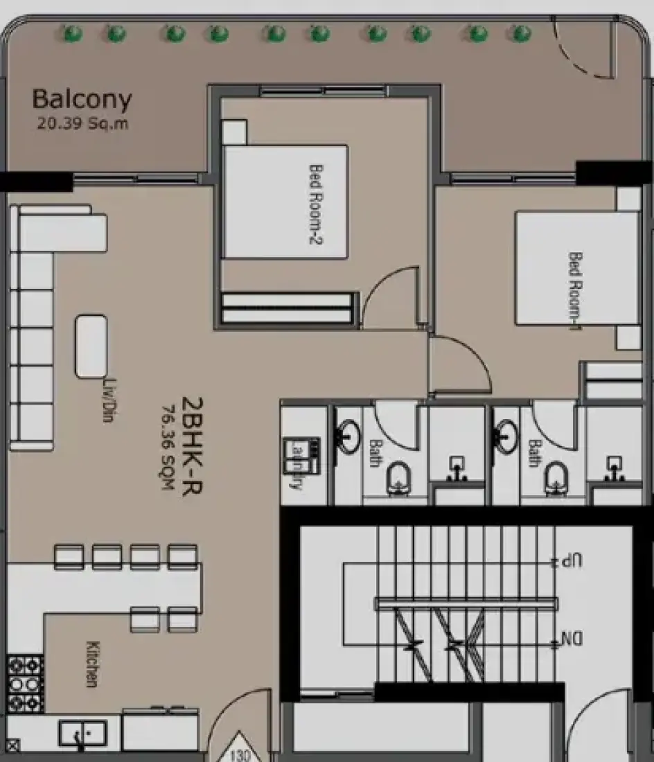 2 Bedrooms in Golden Woods Albab Views