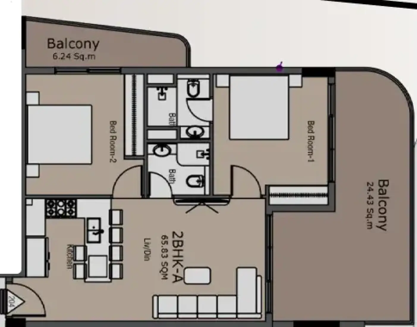 2 Bedrooms in Golden Woods Albab Views