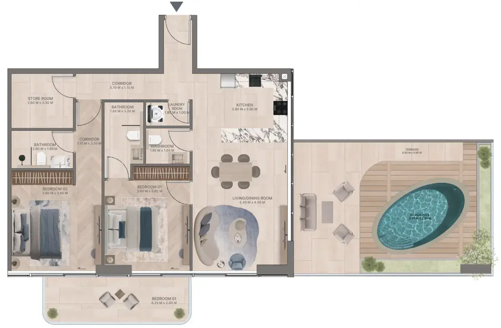 2 Bedrooms in Meriden Beach Residences