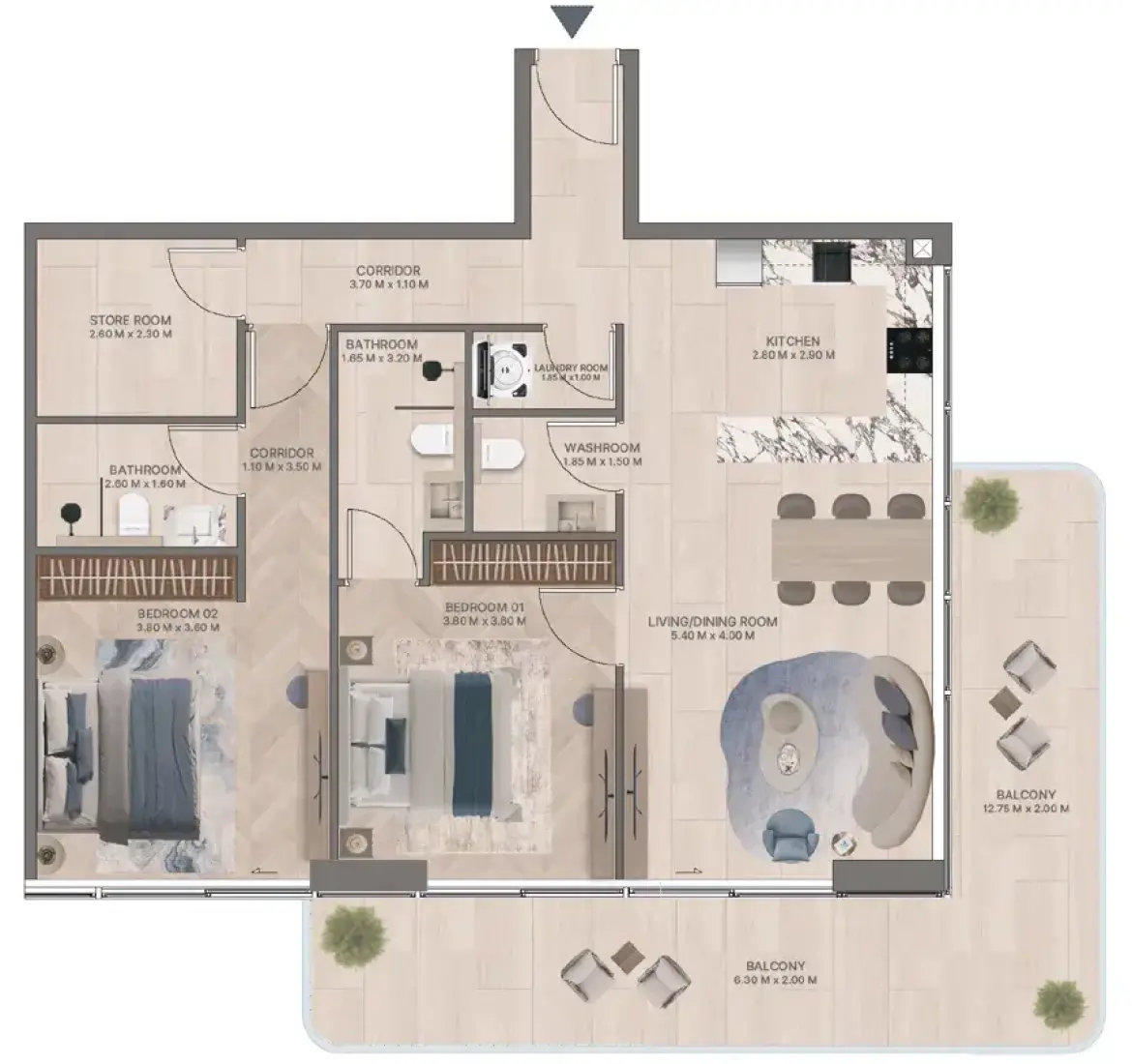 2 Bedrooms in Meriden Beach Residences