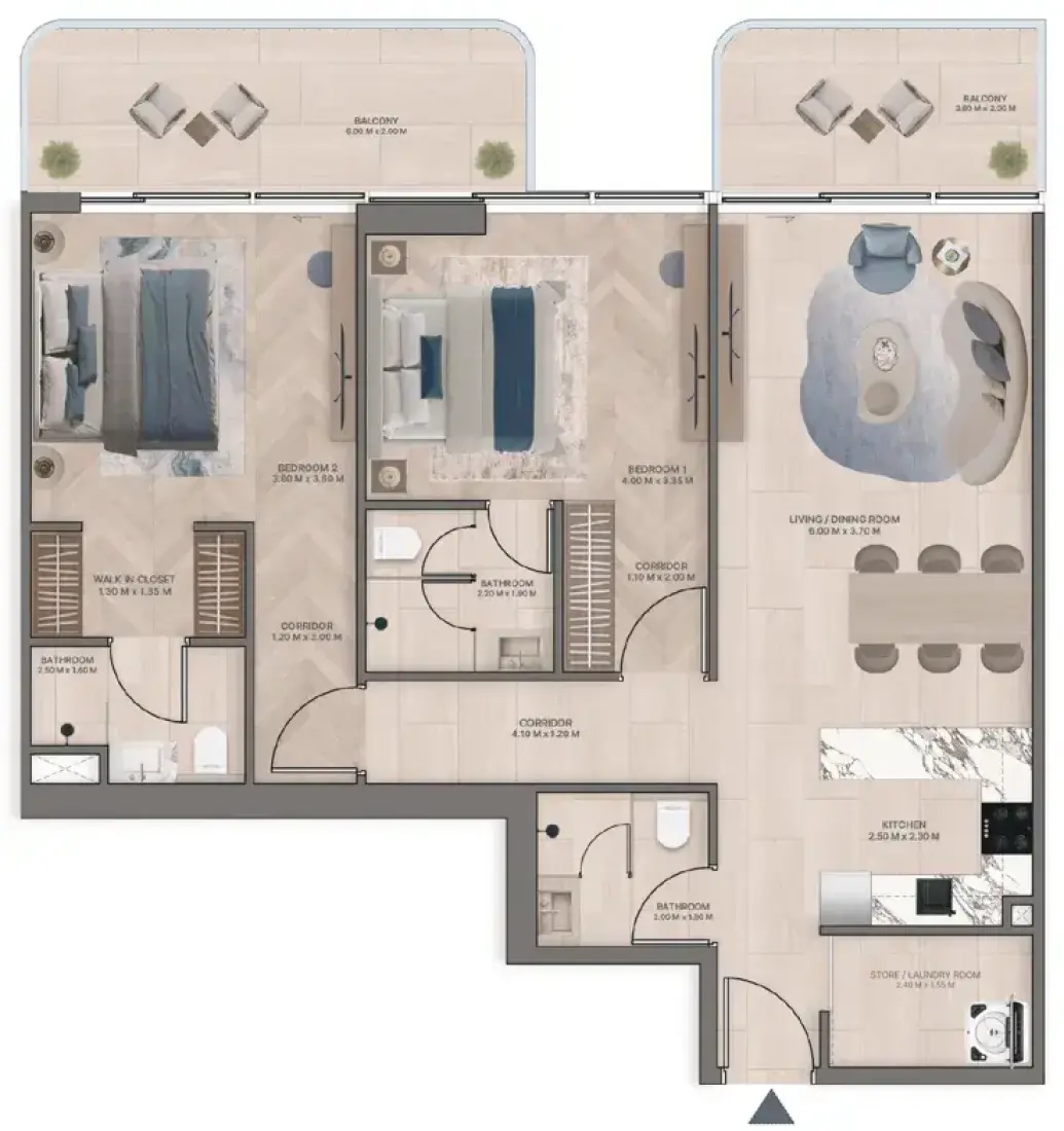 2 Bedrooms in Meriden Beach Residences