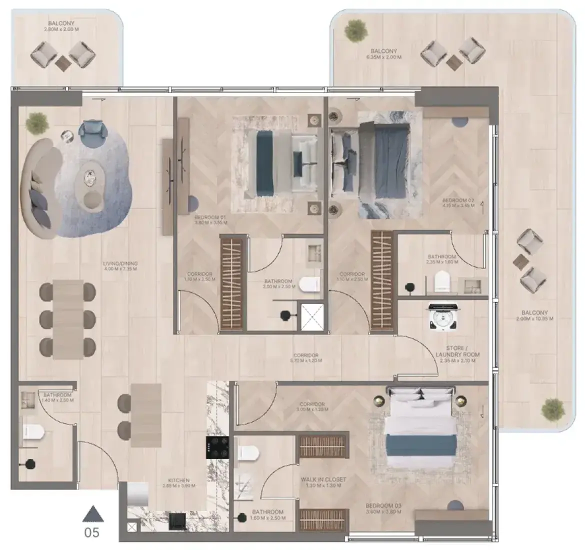 3 Bedrooms in Meriden Beach Residences