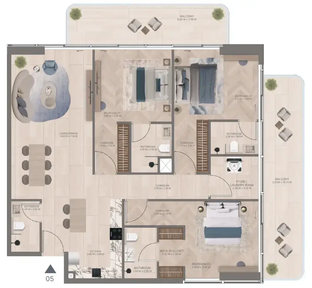 3 Bedrooms in Meriden Beach Residences