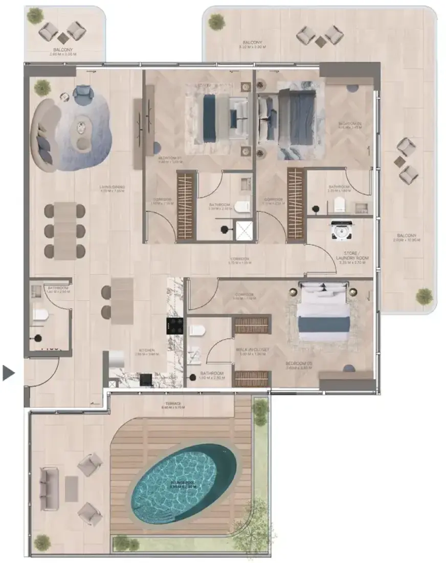 3 Bedrooms in Meriden Beach Residences
