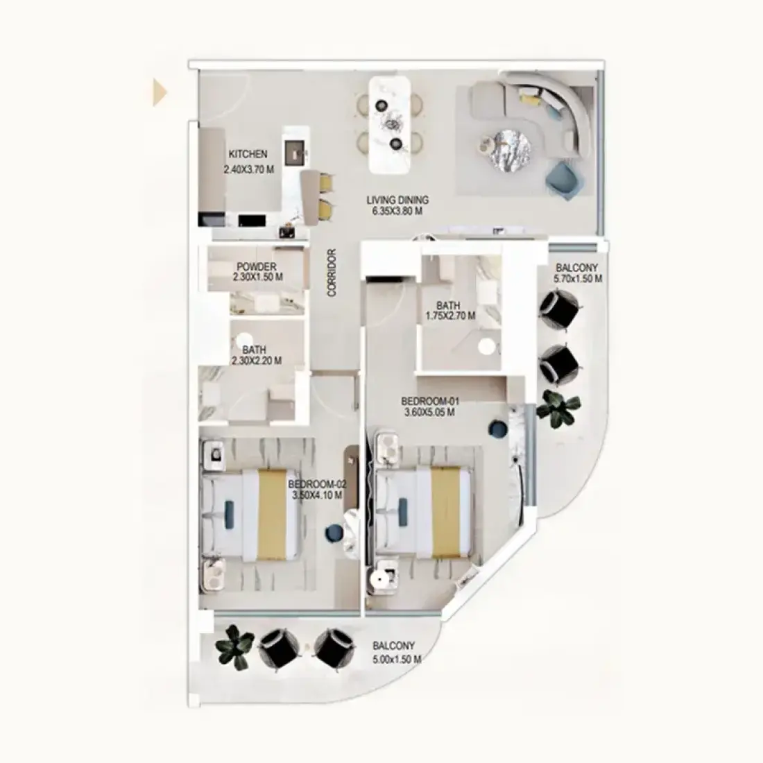 2 Bedrooms in Rabdan Gardens