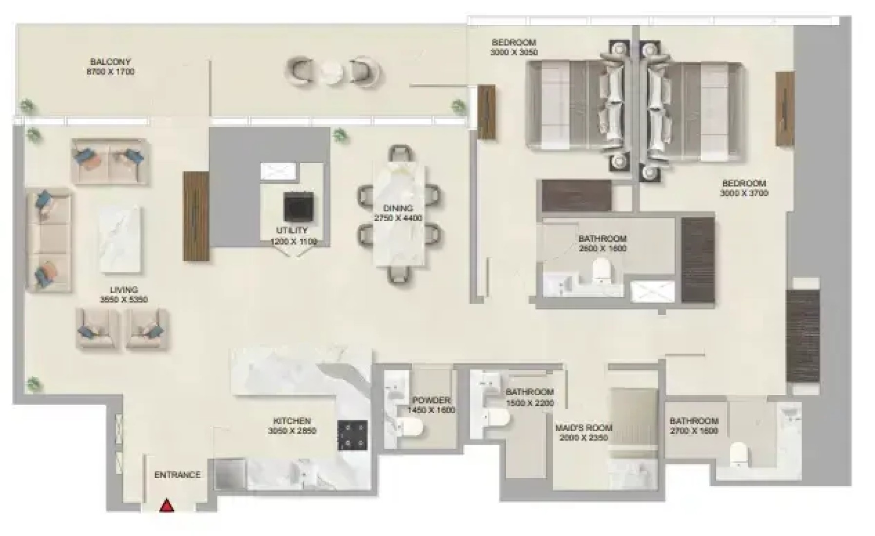 2 Bedrooms in Sobha Skyparks