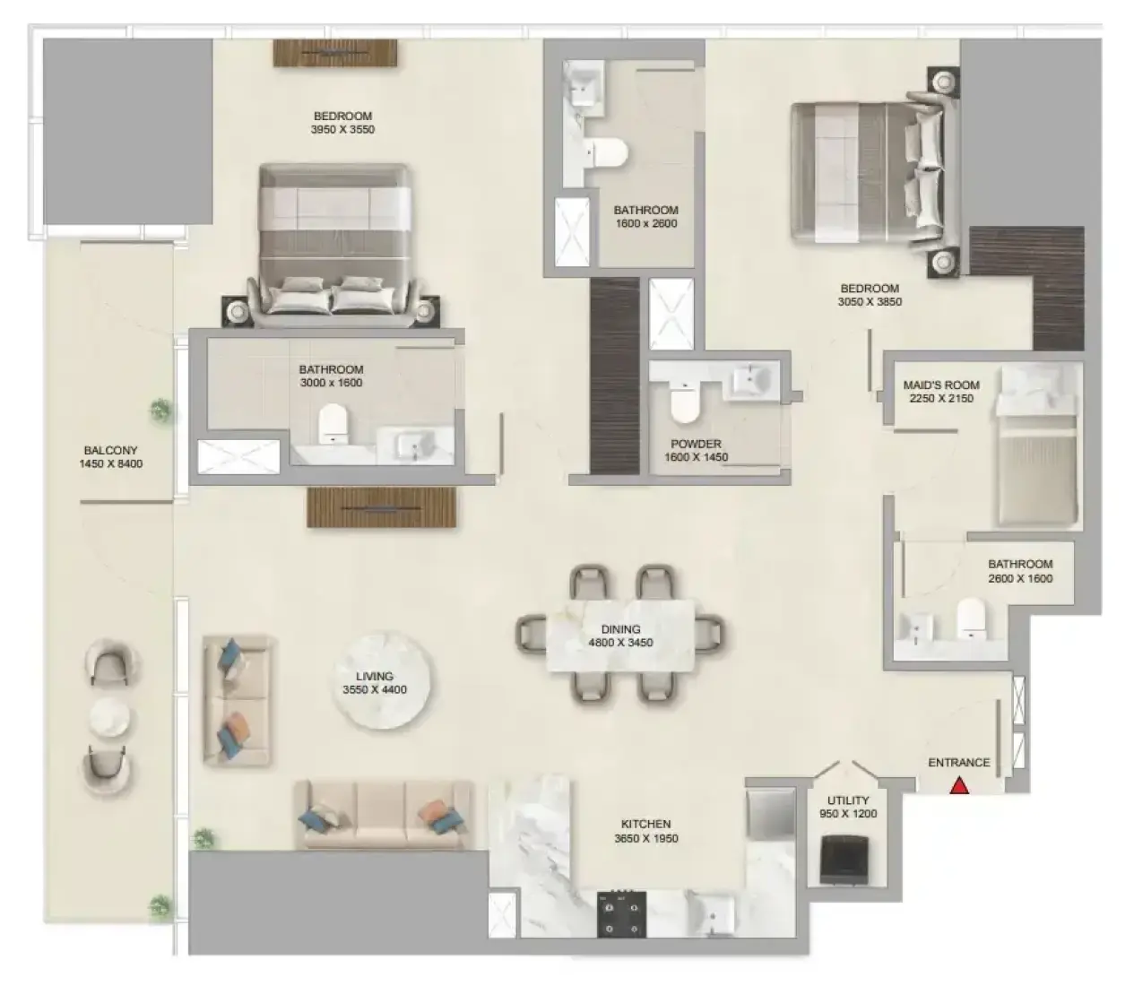 2 Bedrooms in Sobha Skyparks