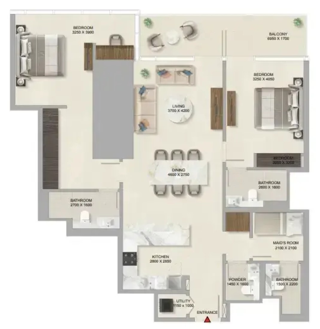 2 Bedrooms in Sobha Skyparks