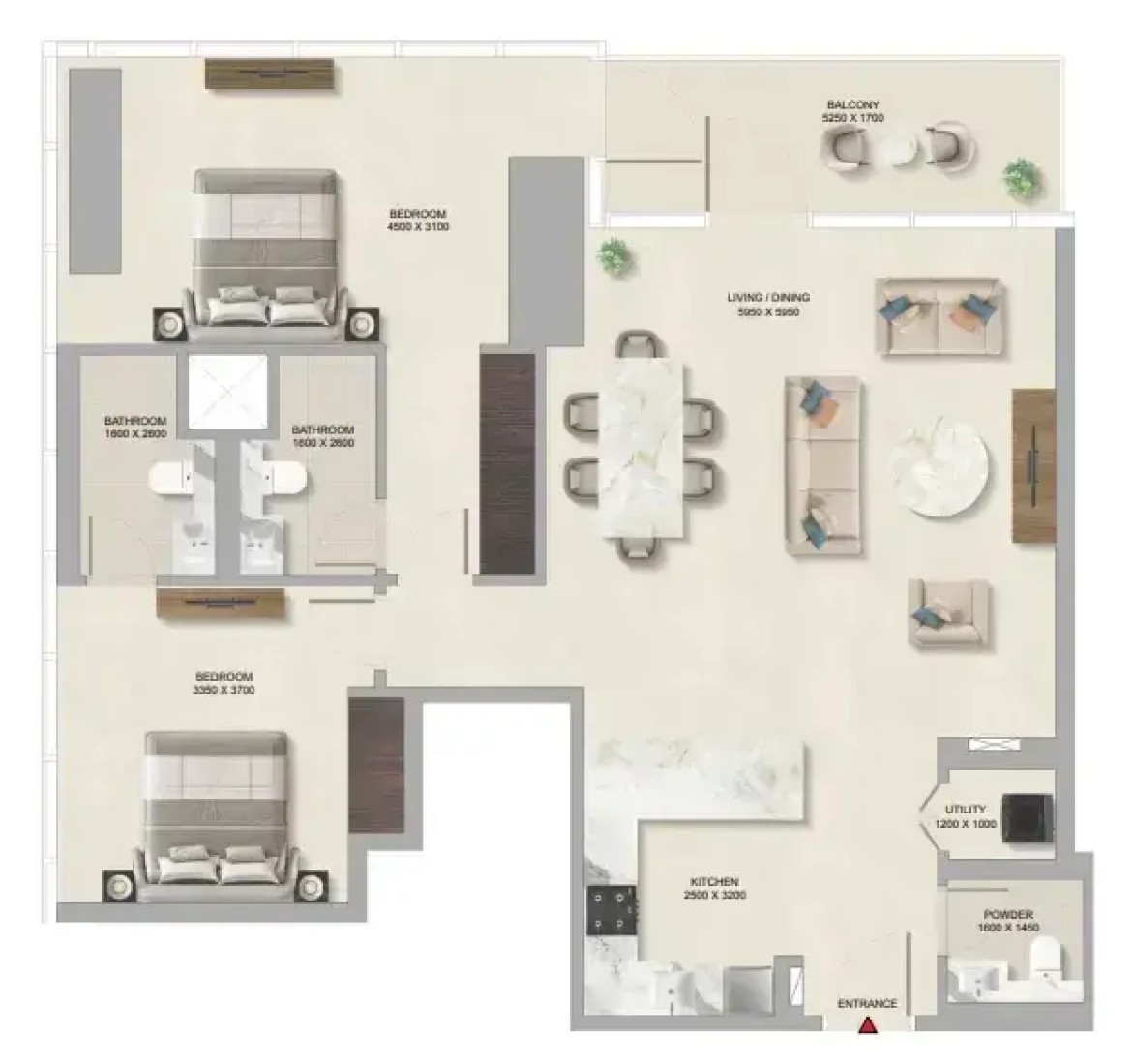 2 Bedrooms in Sobha Skyparks