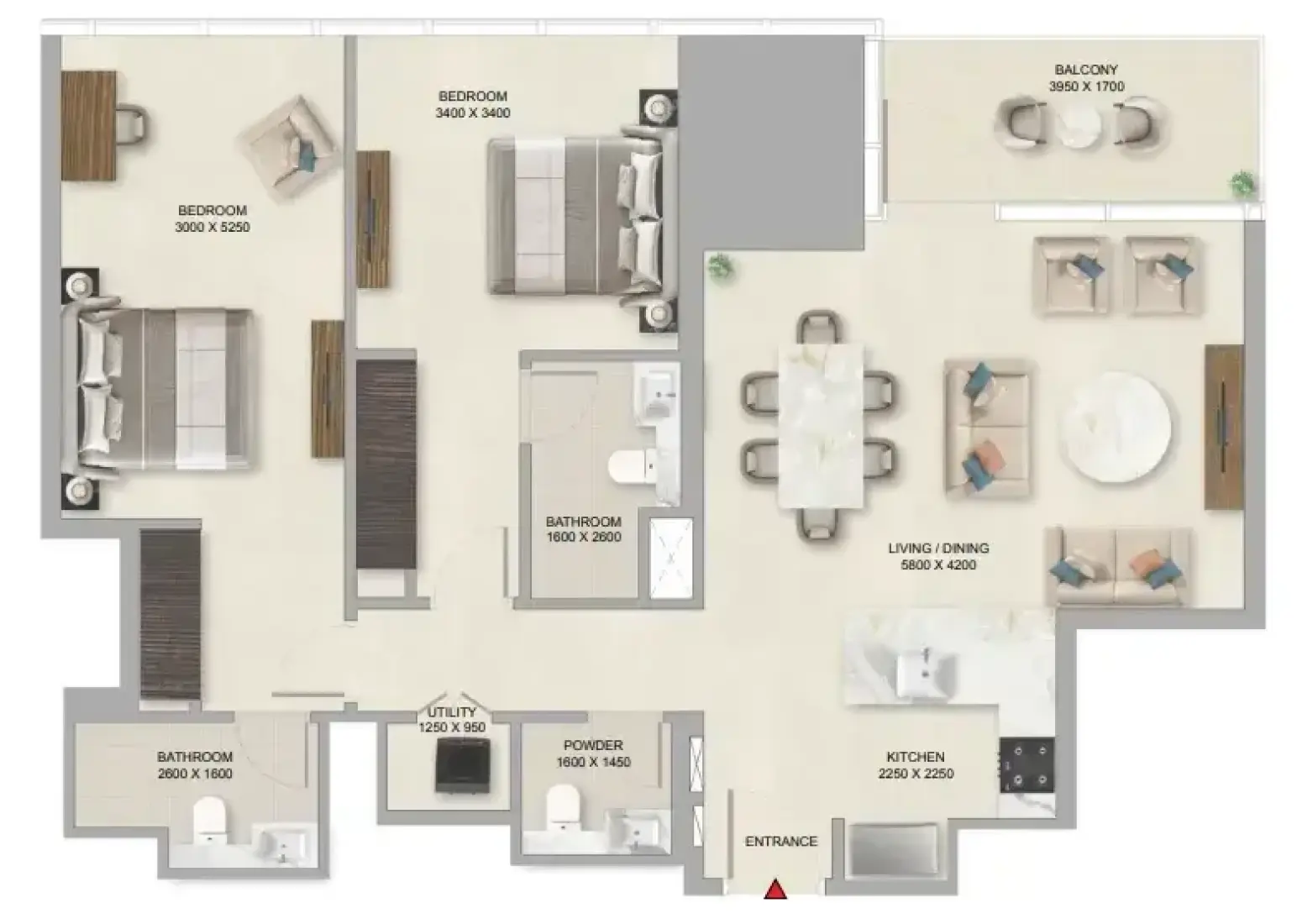 2 Bedrooms in Sobha Skyparks