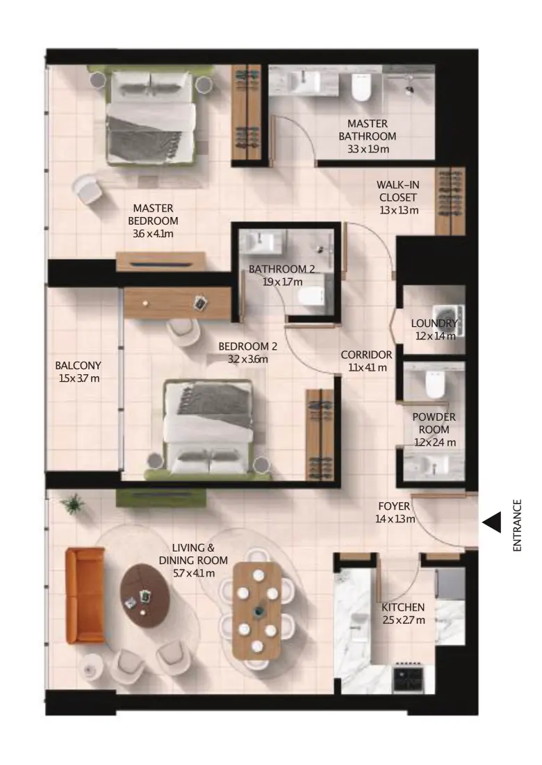 2 Bedrooms in Cascada 2 at WAADA