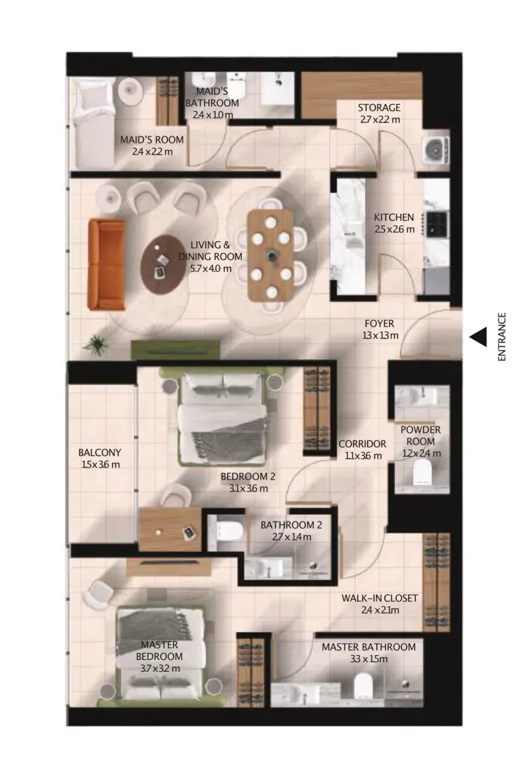2 Bedrooms in Cascada 2 at WAADA