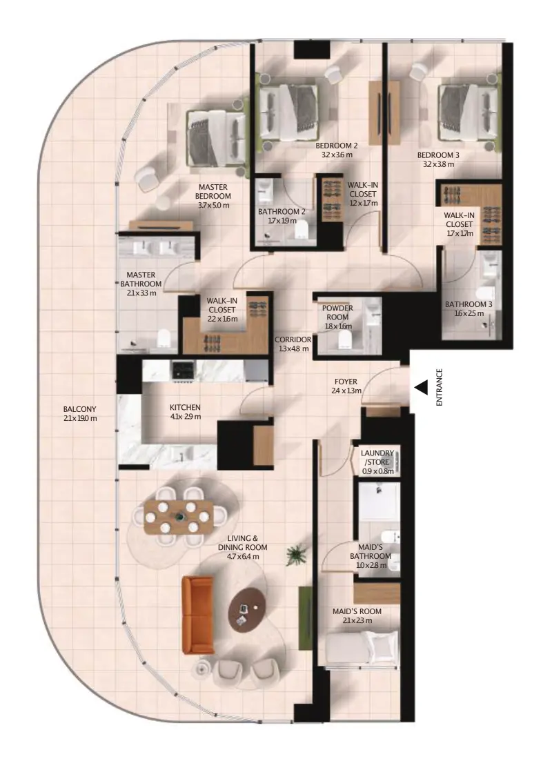 3 Bedrooms in Cascada 2 at WAADA