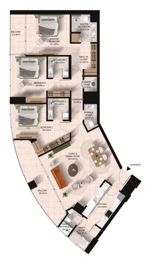 3 Bedrooms in Cascada 2 at WAADA