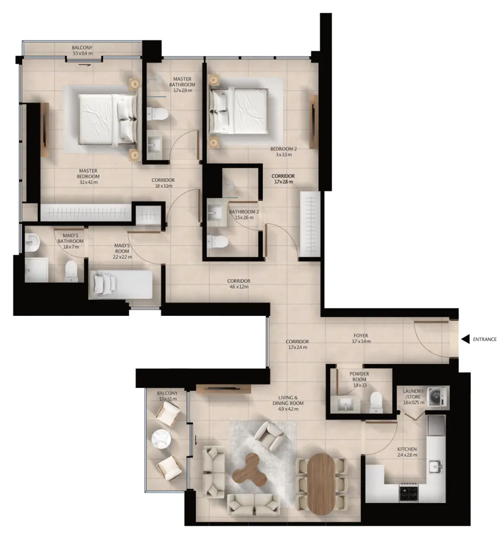 2 Bedrooms in Altura 2 at WAADA
