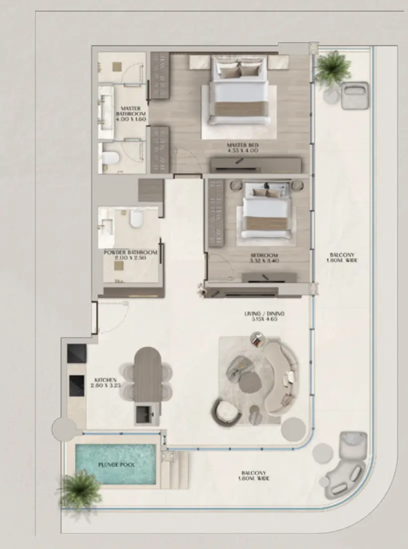 2 Bedrooms in Soleva Beach Residence