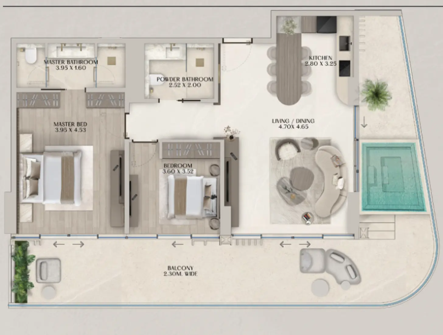 2 Bedrooms in Soleva Beach Residence